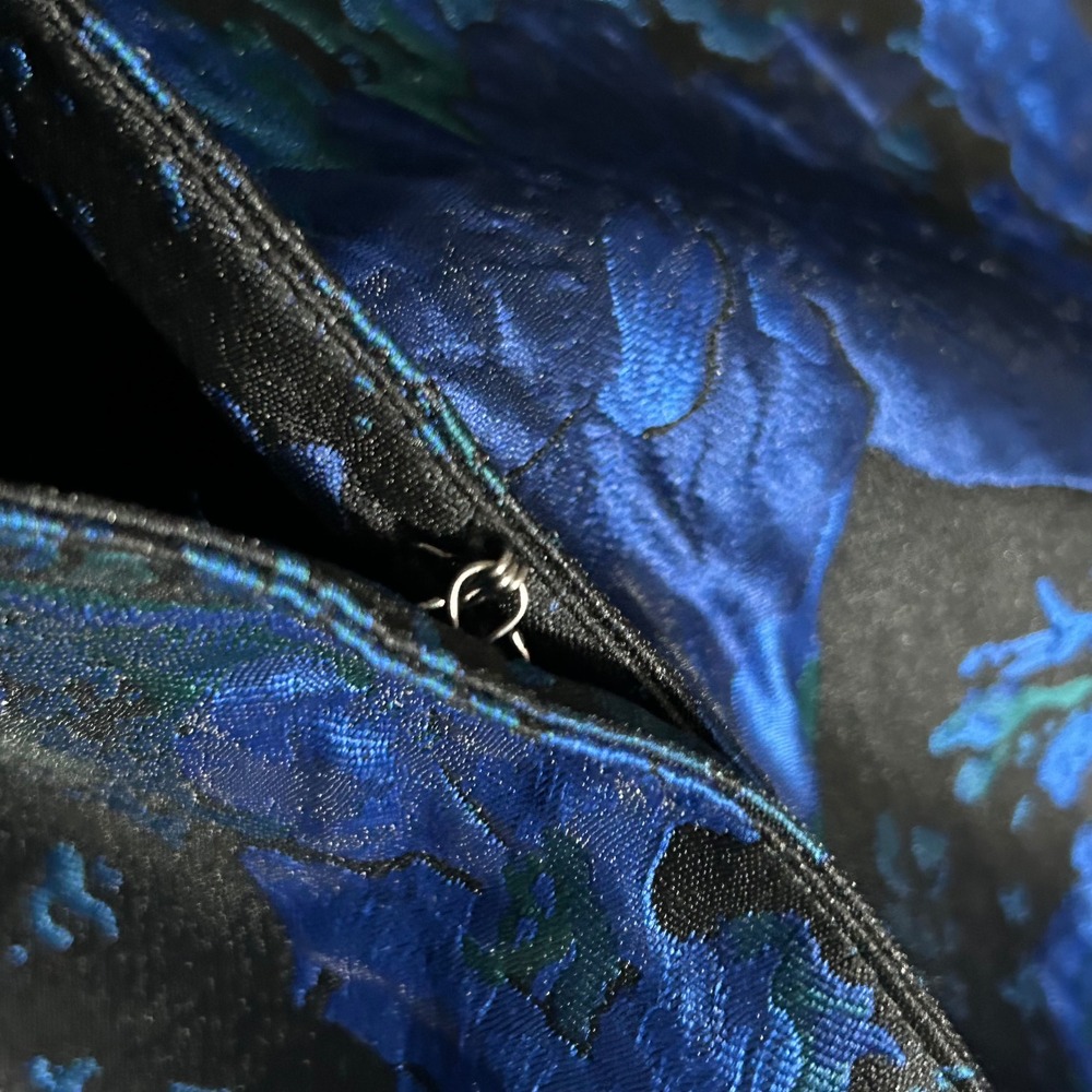 Chico's Jacquard Blazer Jacket Size 1 US 8 Blue Black Floral Brocade 4502150 - Picture 8 of 11